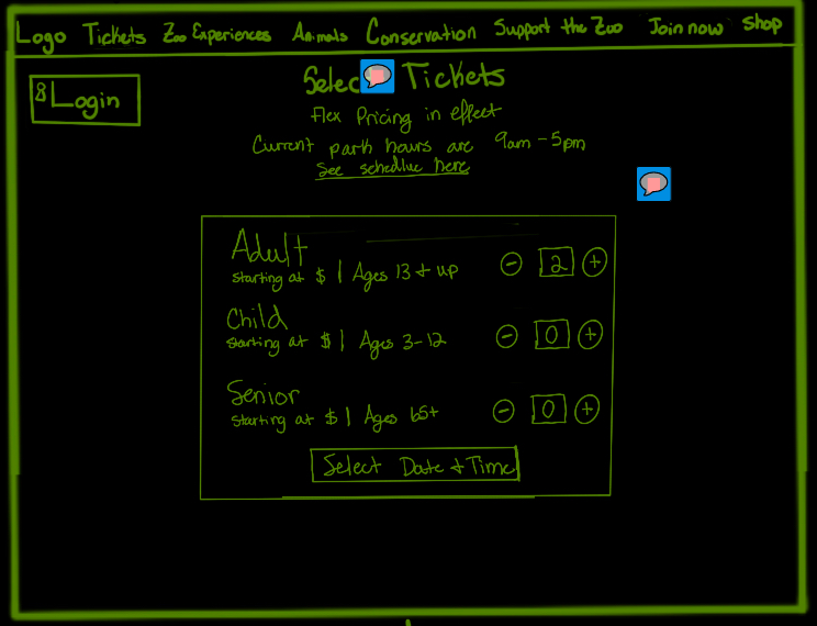 Low-fidelity select ticket quantity